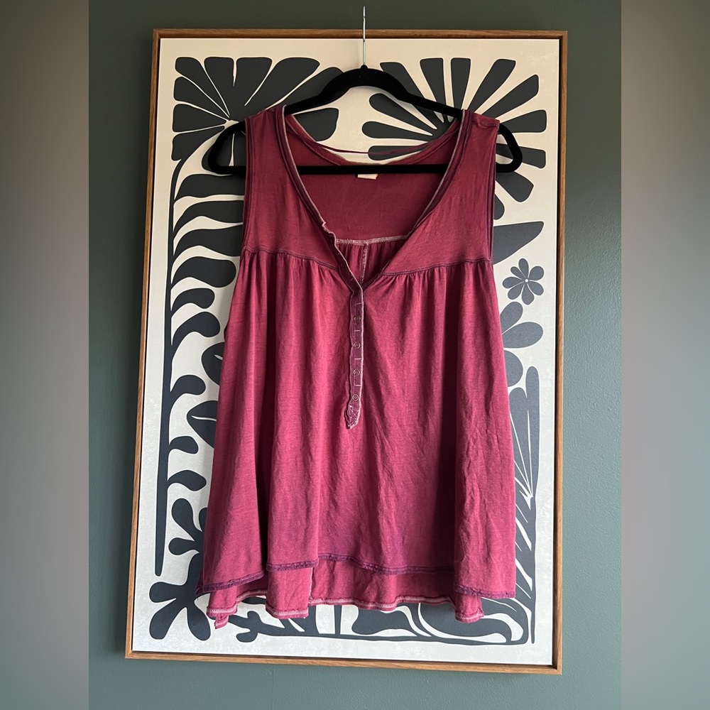 EUC Free People ‘We the Free’ over-sized purple pink sheer tank Size XS